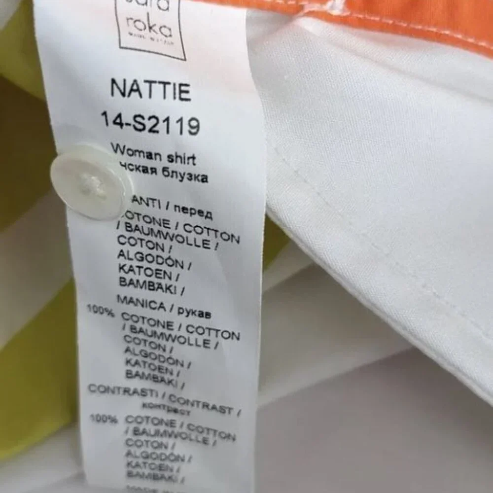 Sara Roka Striped Nattie Button Up Tunic Top Size M - Picture 3 of 8